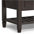 Pemberly Row Solid Wood Storage Bench with Shelf in Chestnut Brown
