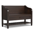 Pemberly Row Solid Wood Storage Bench with Shelf in Chestnut Brown