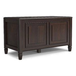 Pemberly Row 36 in Solid Wood Storage Bench Trunk in Chestnut Brown