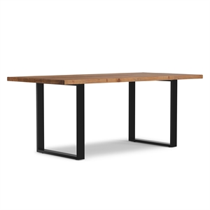 Pemberly Row Acacia Wood Modern Industrial Dining Table in Natural