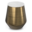 Pemberly Row Round Marble Side Table with Antique Brass Finish