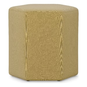 Pemberly Row Hexagonal Footstool in Dijon Yellow Linen Look Fabric