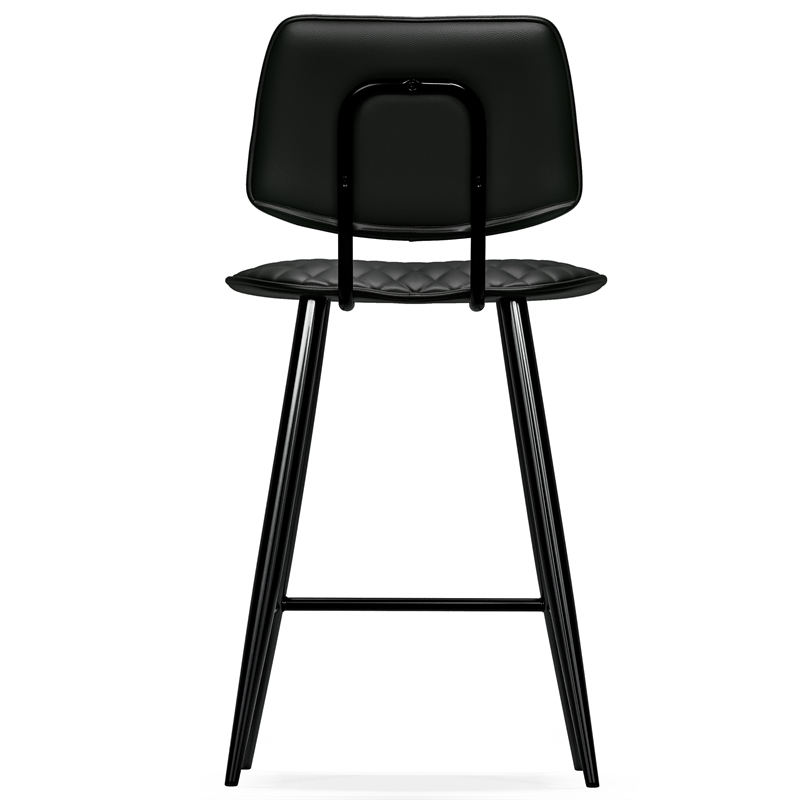 Pemberly Row Faux Leather Quilted Counter Stools in Black (Set of 2)