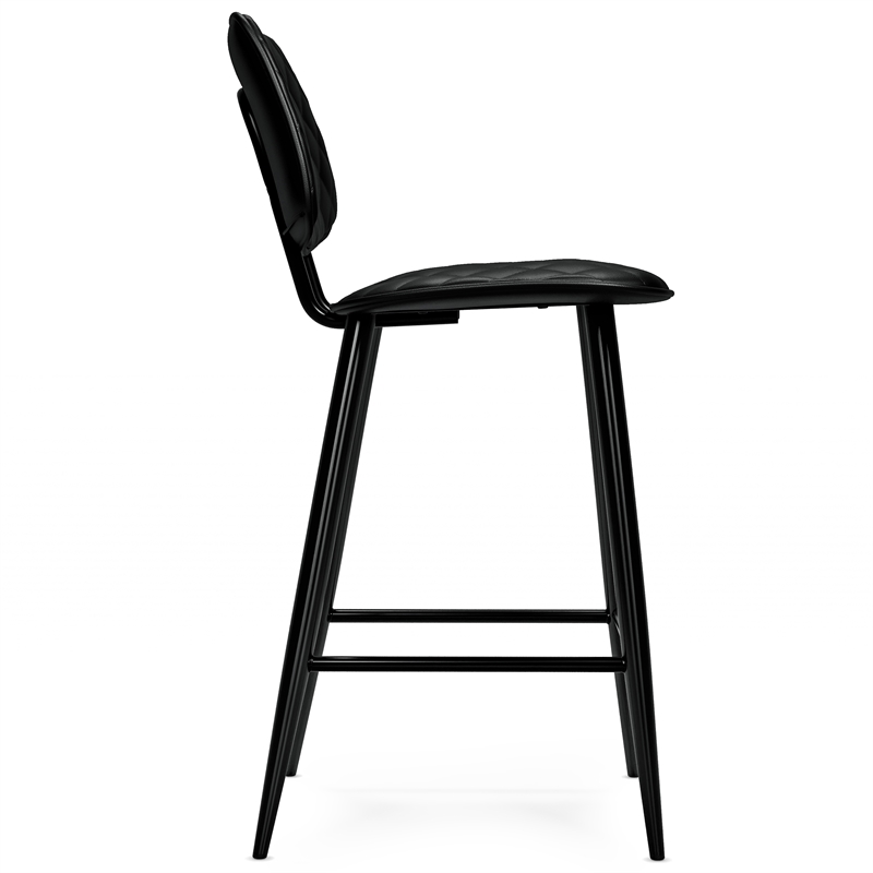 Pemberly Row Faux Leather Quilted Counter Stools in Black (Set of 2)