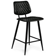Pemberly Row Faux Leather Quilted Counter Stools in Black (Set of 2)
