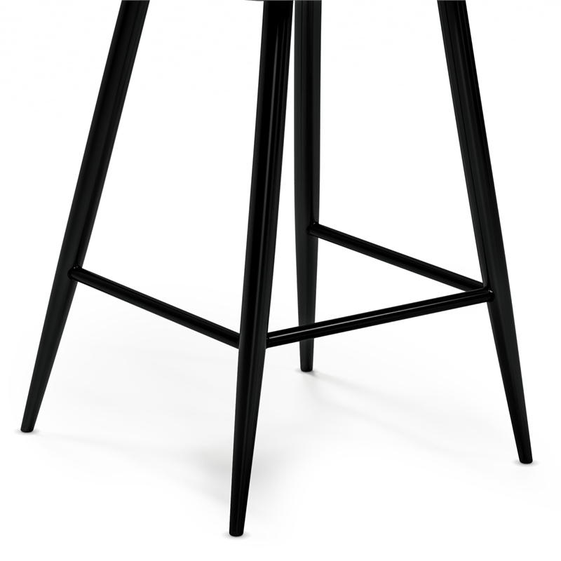 Pemberly Row Faux Leather Quilted Counter Stools in Black (Set of 2)