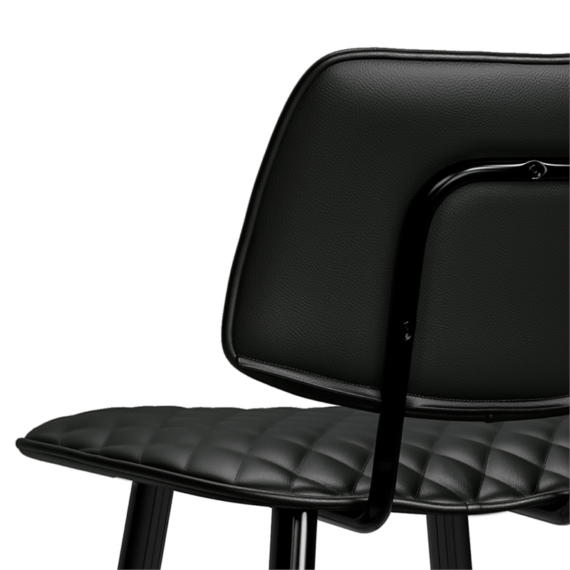 Pemberly Row Faux Leather Quilted Counter Stools in Black (Set of 2)