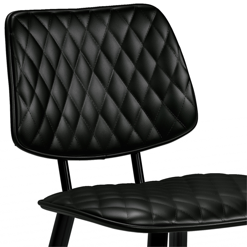 Pemberly Row Faux Leather Quilted Counter Stools in Black (Set of 2)