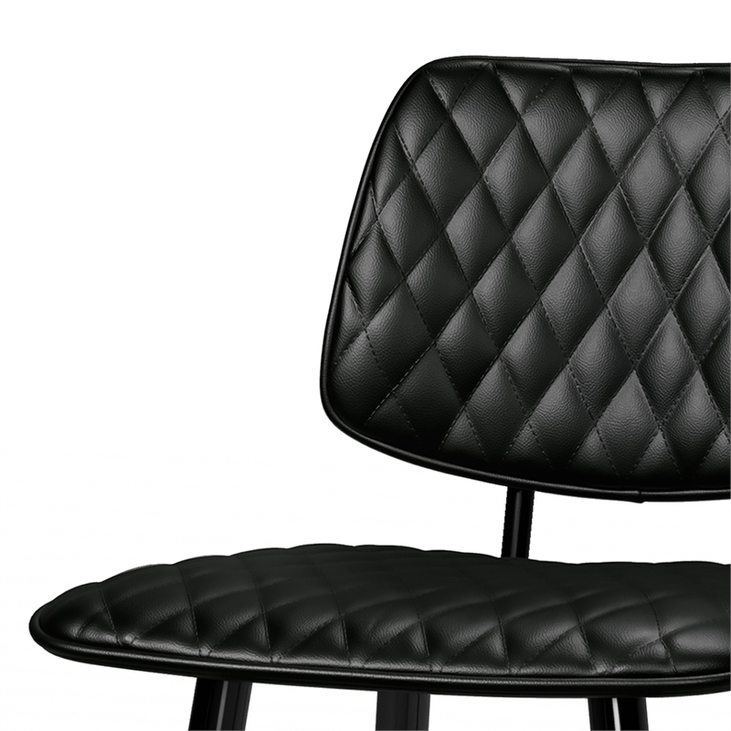 Pemberly Row Faux Leather Quilted Counter Stools in Black (Set of 2)