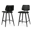 Pemberly Row Faux Leather Quilted Counter Stools in Black (Set of 2)
