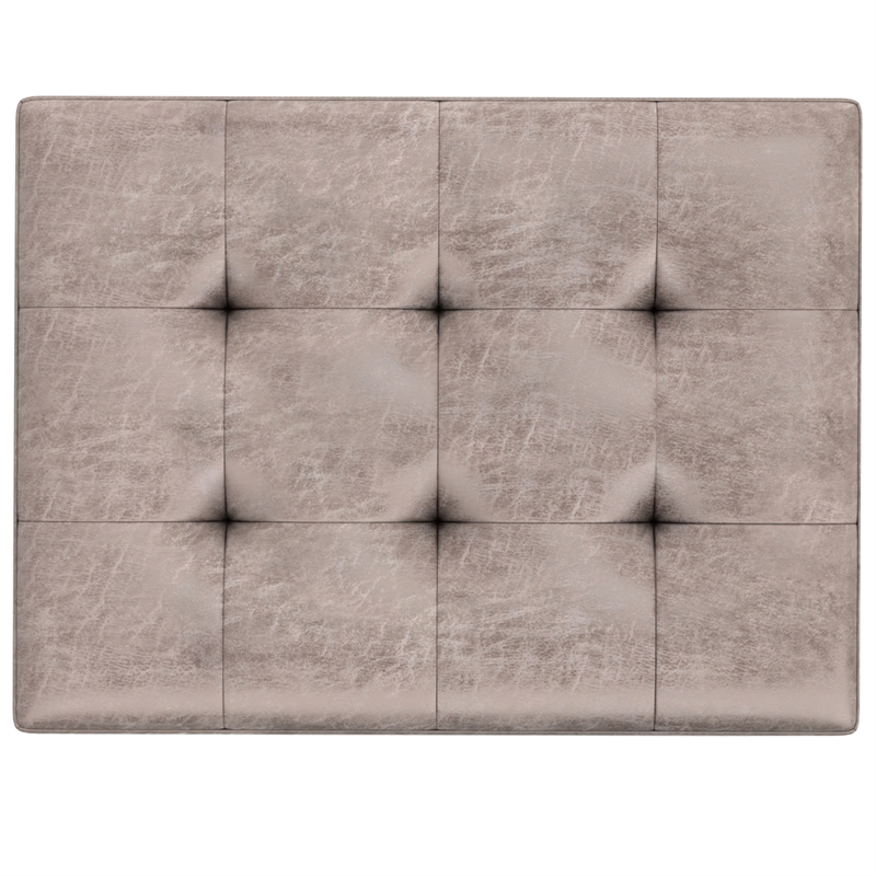Pemberly Row Storage Ottoman in Gray Taupe Faux Leather with Lift-Up Lid