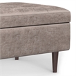 Pemberly Row Storage Ottoman in Gray Taupe Faux Leather with Lift-Up Lid