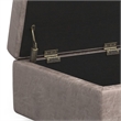 Pemberly Row Storage Ottoman in Gray Taupe Faux Leather with Lift-Up Lid