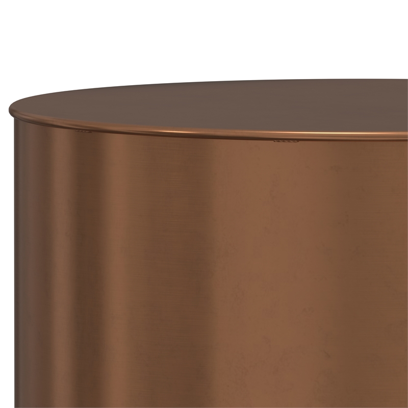 Pemberly Row Metal Cylinder Accent Table in Ombre Black and Copper