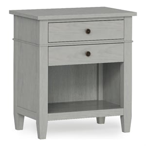 Pemberly Row Wood Nightstand Table with Storage Drawers in Fog Grey