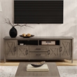 Pemberly Row Solid Wood 72 Inch TV Media Stand in Smoky Brown Finish