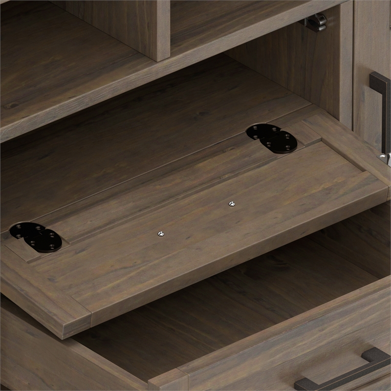 Pemberly Row Solid Wood 72 Inch TV Media Stand in Smoky Brown Finish