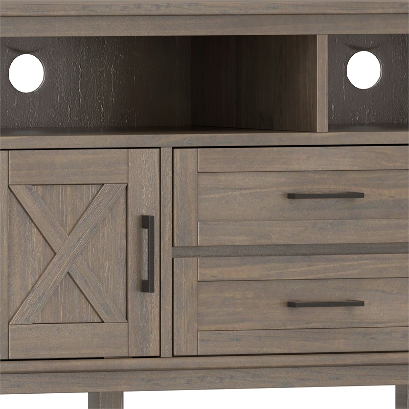 Pemberly Row Solid Wood 72 Inch TV Media Stand in Smoky Brown Finish