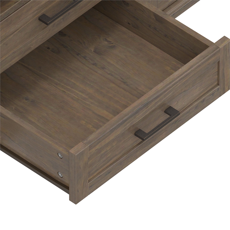 Pemberly Row Solid Wood 72 Inch TV Media Stand in Smoky Brown Finish