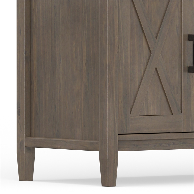 Pemberly Row Solid Wood 72 Inch TV Media Stand in Smoky Brown Finish