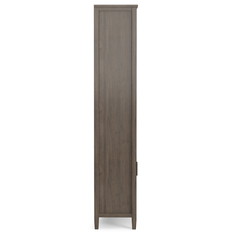 Pemberly Row Solid Wood Transitional Bookcase in Smoky Brown Finish