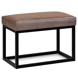 Pemberly Row 26&quot Wide Compact Bench in Distressed Chestnut Brown