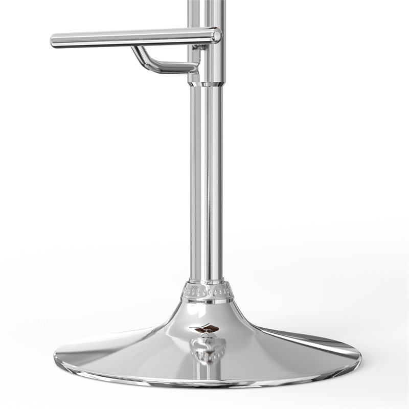 Pemberly Row Modern Swivel Bar Stool in Black Faux Leather with Chrome Base