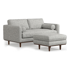 Pemberly Row 72&quot Sofa Set with Ottoman in Mist Gray Woven Fabric