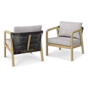 Pemberly Row 29&quot Wide Outdoor Conversation Chairs in Stone Gray (Set of 2)