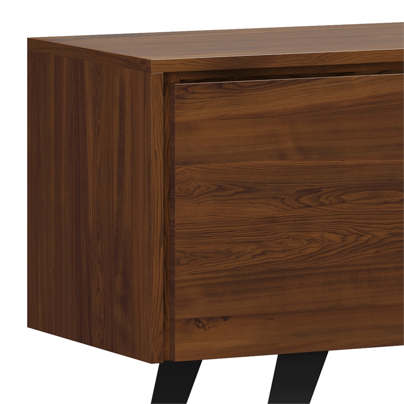 Pemberly Row Modern Industrial TV Media Stand Metal Legs Walnut 63