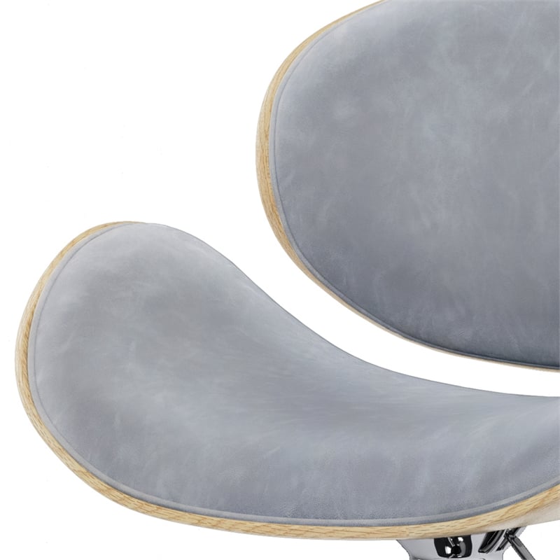 Pemberly Row Bentwood Gas Lift Bar Stool in Stone Grey with Swivel