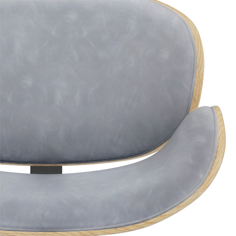 Pemberly Row Bentwood Gas Lift Bar Stool in Stone Grey with Swivel