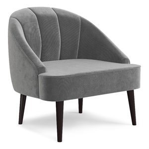 Pemberly Row Accent Chair 33&quot Wide Smoky Gray Velvet Upholstered