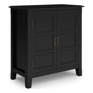 Pemberly Row Transitional Low Storage Cabinet Solid Wood Black 30&quot Wide