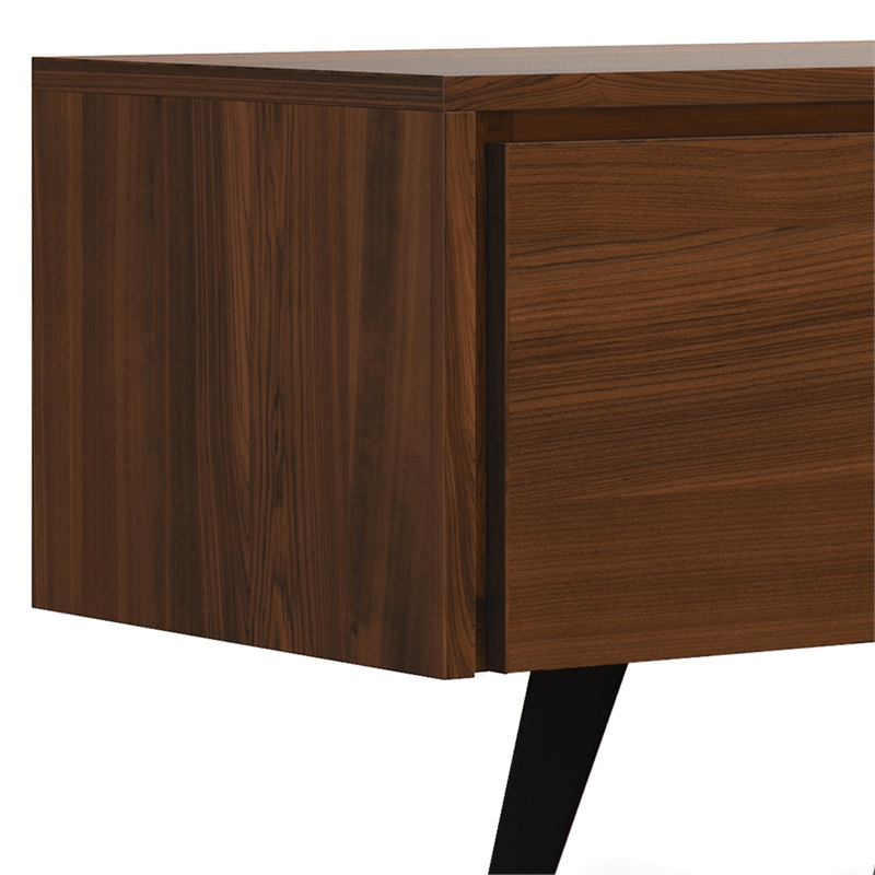 Pemberly Row Modern Industrial TV Media Stand Solid Wood Walnut 72