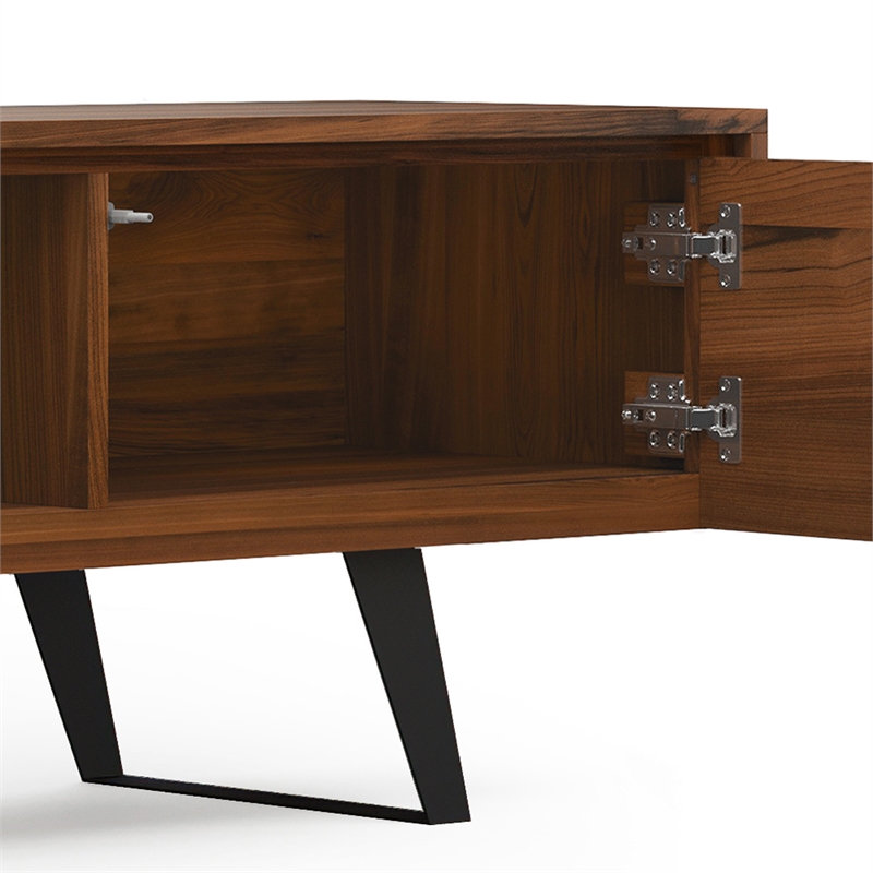 Pemberly Row Modern Industrial TV Media Stand Solid Wood Walnut 72