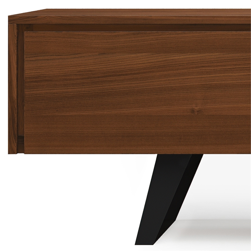 Pemberly Row Modern Industrial TV Media Stand Solid Wood Walnut 72