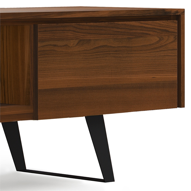 Pemberly Row Modern Industrial TV Media Stand Solid Wood Walnut 72
