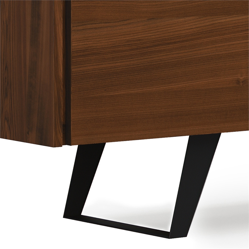 Pemberly Row Modern Industrial TV Media Stand Solid Wood Walnut 72