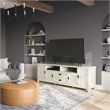 Pemberly Row Wide TV Media Stand Solid Wood Antique White 72