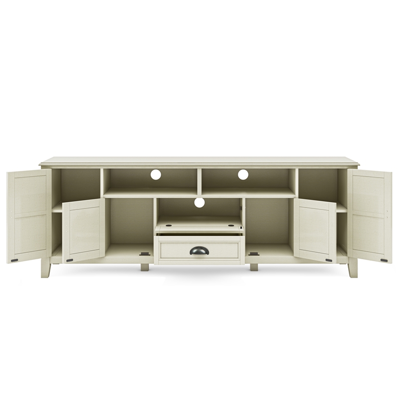 Pemberly Row Wide TV Media Stand Solid Wood Antique White 72
