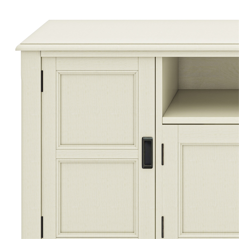 Pemberly Row Wide TV Media Stand Solid Wood Antique White 72
