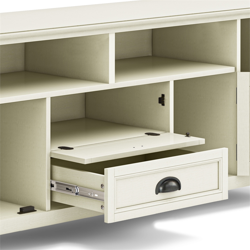 Pemberly Row Wide TV Media Stand Solid Wood Antique White 72