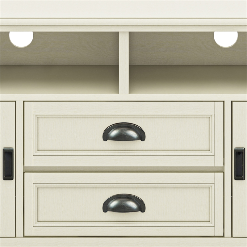 Pemberly Row Wide TV Media Stand Solid Wood Antique White 72