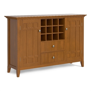 Pemberly Row Transitional Solid Wood Sideboard & Wine Rack in Light Brown