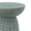 Pemberly Row Sculptural Mango Wood Accent Table in Teal Wash Finish
