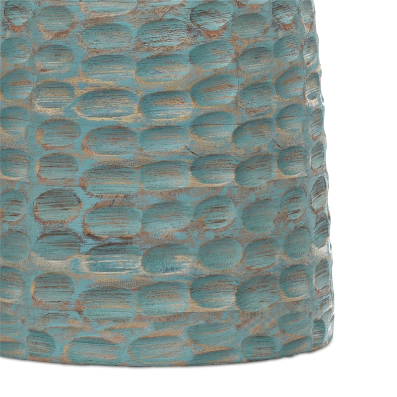 Pemberly Row Sculptural Mango Wood Accent Table in Teal Wash Finish