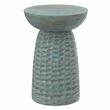 Pemberly Row Sculptural Mango Wood Accent Table in Teal Wash Finish