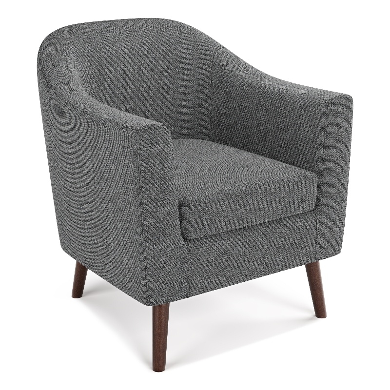 Pemberly Row 30-Inch Accent Chair in Shadow Gray Fabric with Wood Legs