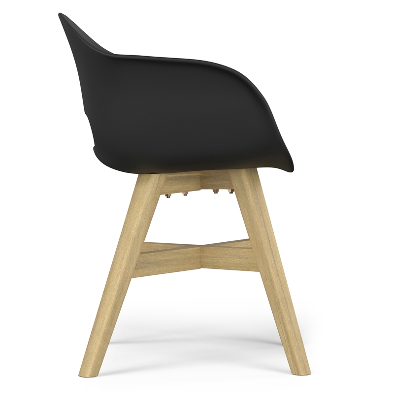 Pemberly Row Outdoor Dining Chairs in Black Plastic (Set of 2)